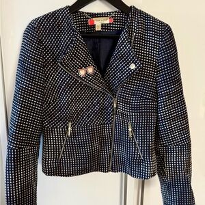 Ted Baker Navy and White Checkered Blazer Size 1